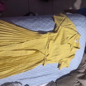 1901 Yellow Flutter Sleeve Midi Sundress